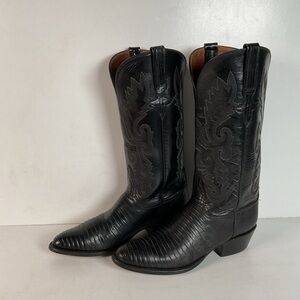 Vintage Lucchese Handmade Cowgirl Boots | Lizard Teju | 8 B